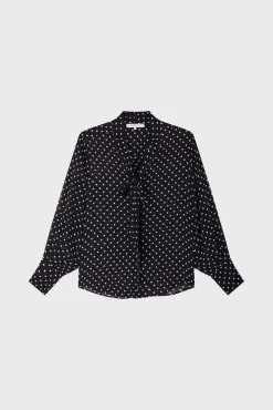 Chemise A Pois En Crepe Marine - Apolline