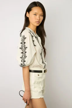 Chemise Brodee En Coton Noir - Narin