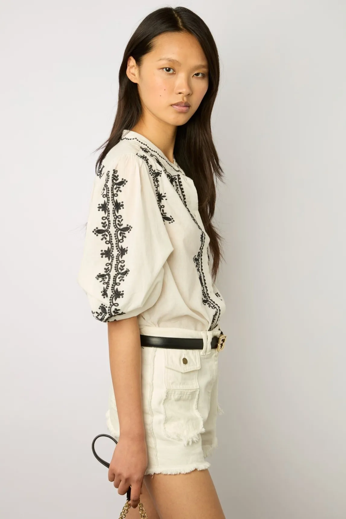 Chemise Brodee En Coton Noir - Narin