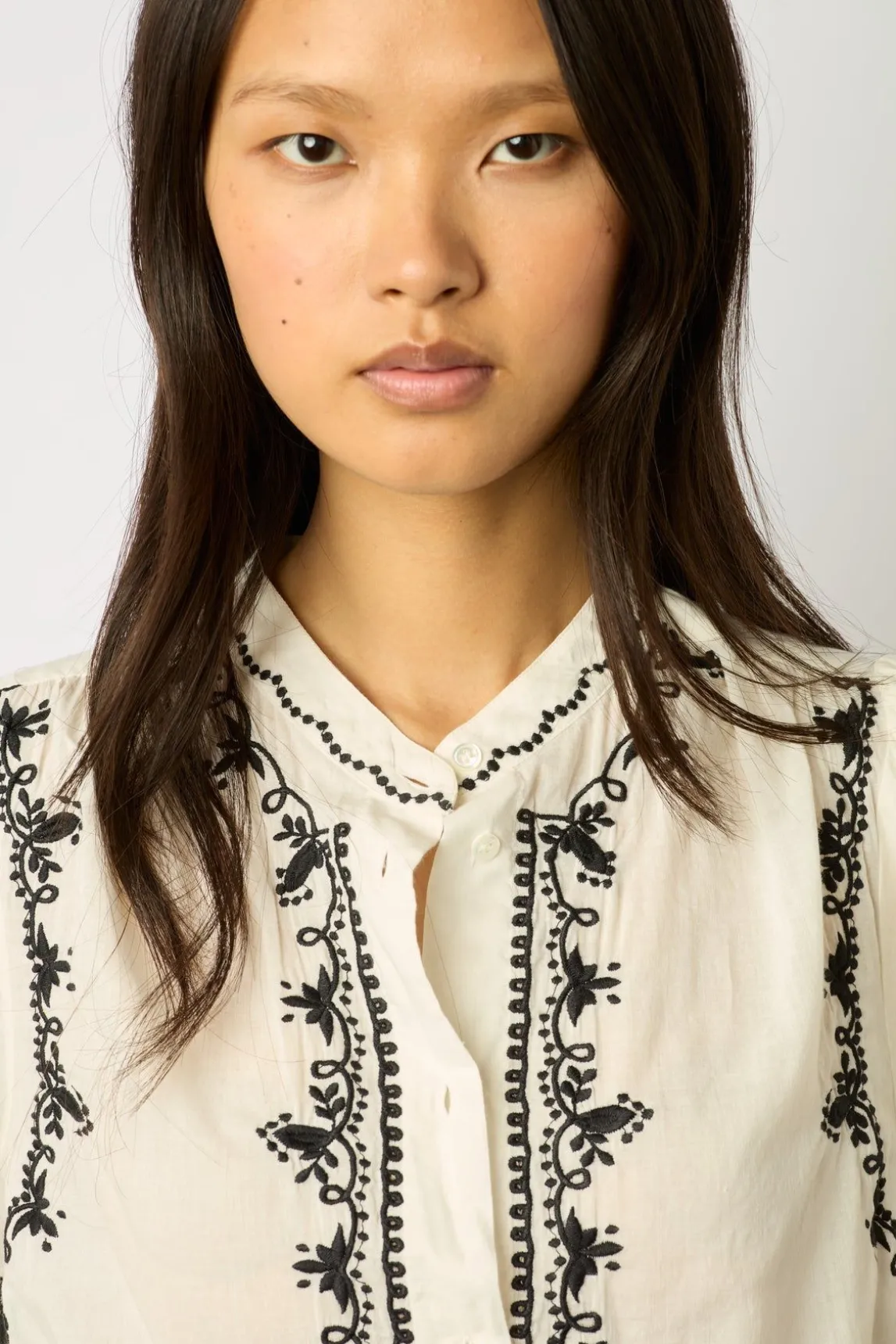 Chemise Brodee En Coton Noir - Narin