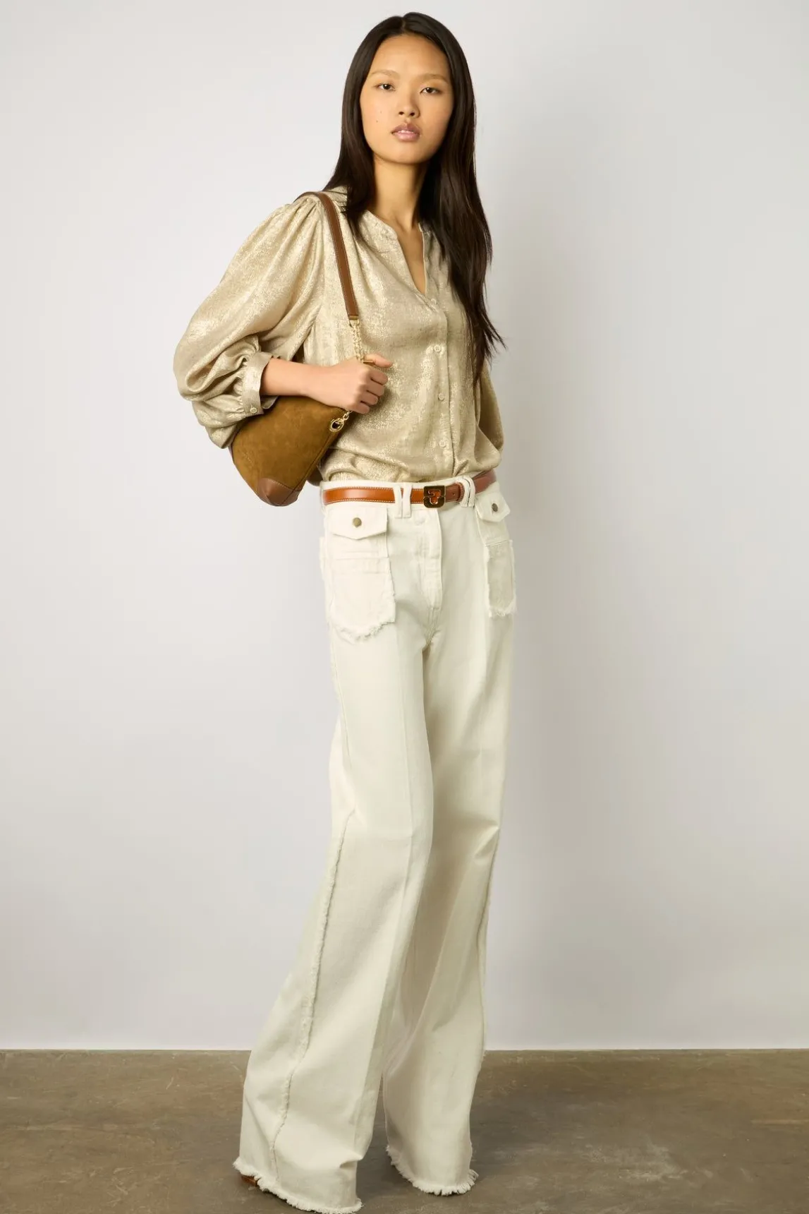Chemise Fluide En Lurex Or - Alynn