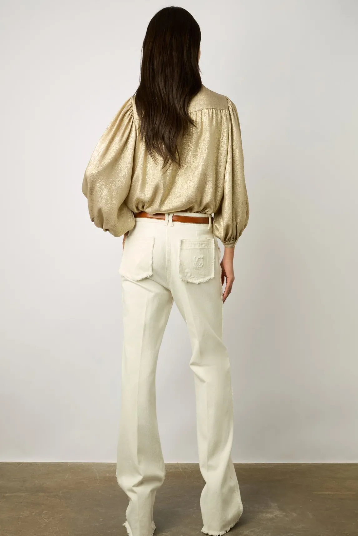 Chemise Fluide En Lurex Or - Alynn