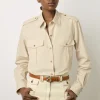 Chemise Militaire En Coton Sable - Acacia