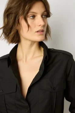 Chemise Militaire En Coton Noir - Acacia