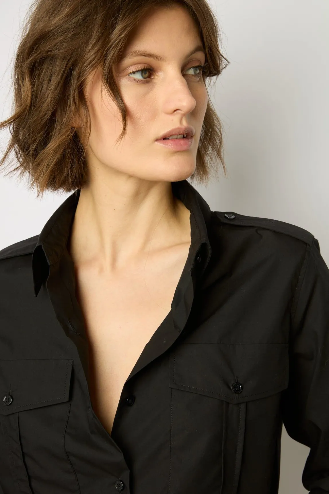Chemise Militaire En Coton Noir - Acacia