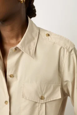 Chemise Militaire En Coton Sable - Acacia
