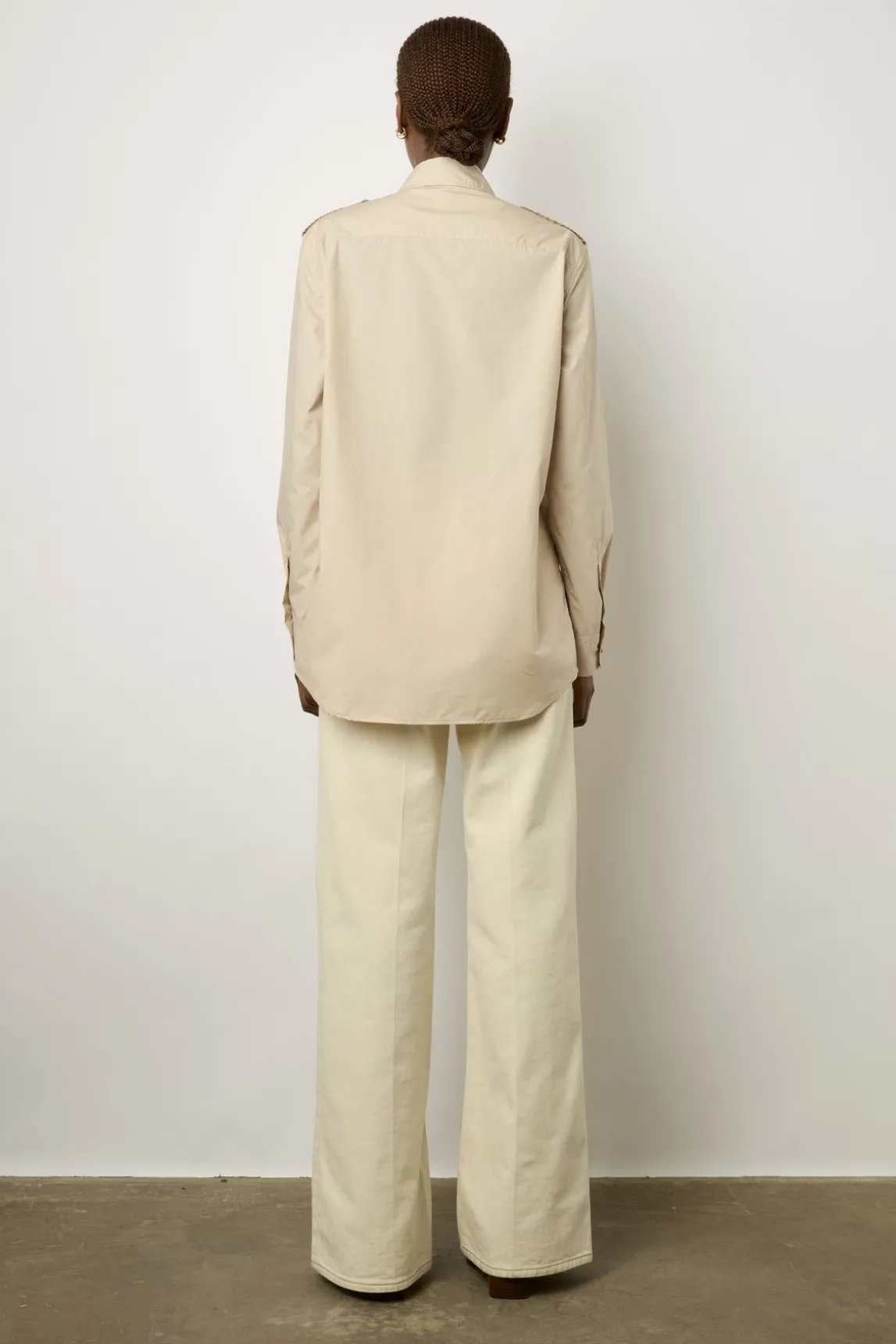 Chemise Militaire En Coton Sable - Acacia