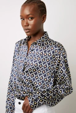 Chemise Satinee Imprimee Encre - Anae