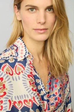 Chemise Satinee Imprimee Naturel - Alyssa
