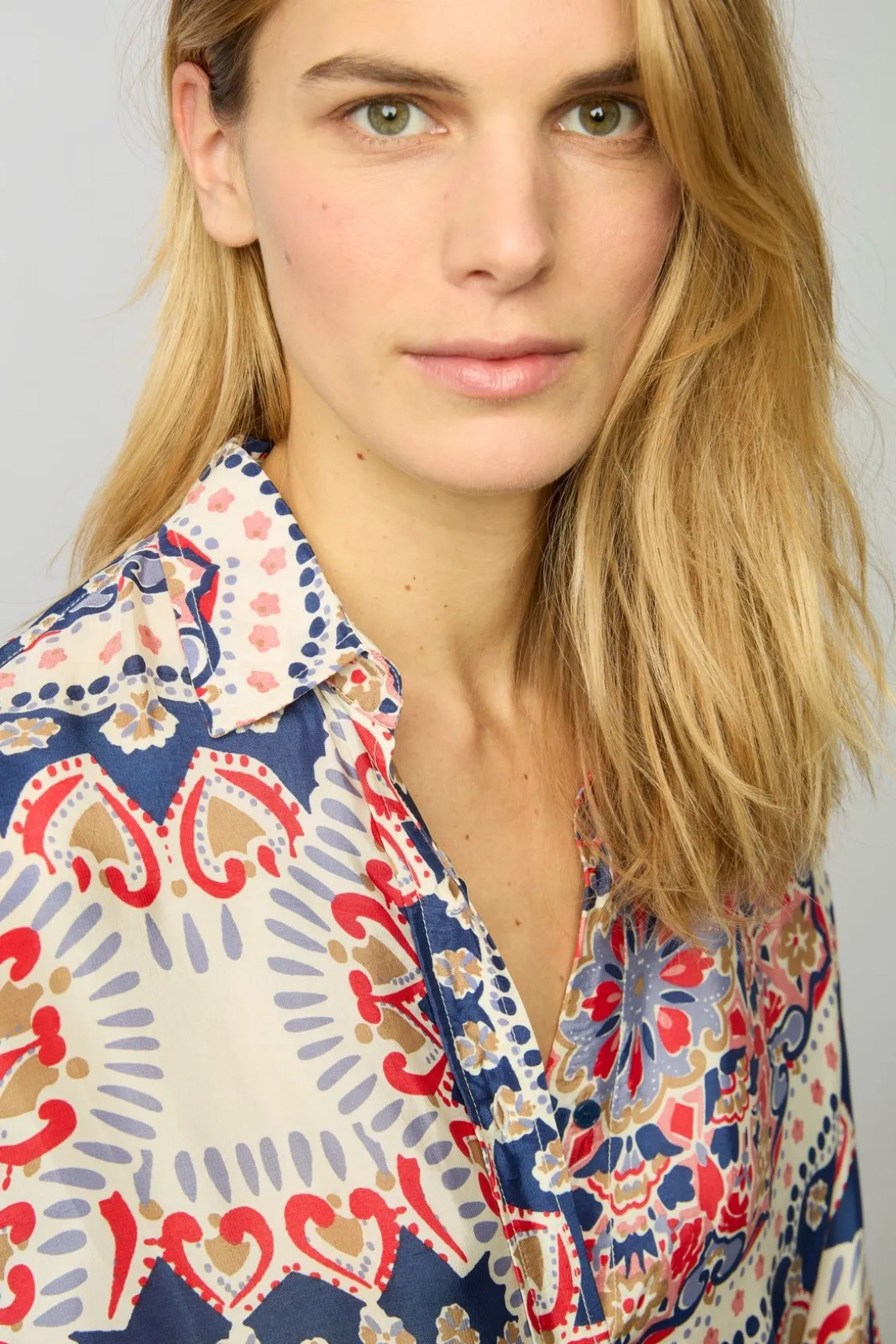 Chemise Satinee Imprimee Naturel - Alyssa