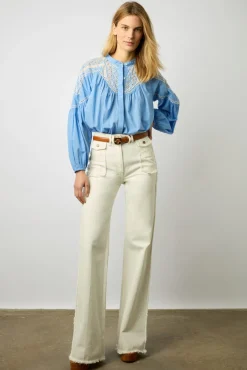 Chemise Voile De Coton Bleu Ocean - Ainara