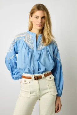 Chemise Voile De Coton Bleu Ocean - Ainara