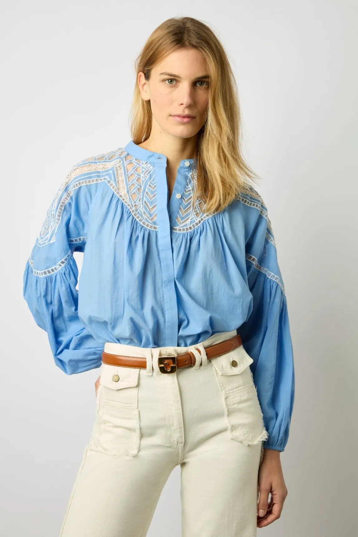 Chemise Voile De Coton Bleu Ocean - Ainara