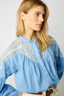 Chemise Voile De Coton Bleu Ocean - Ainara