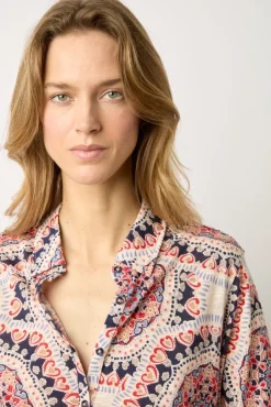 Chemisette En Coton Imprime Ecru - Mirka