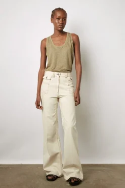 Debardeur En Lin Uni Vert Kaki - Margot