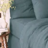 Drap Housse En Lin Lave - Bleu De Nuit