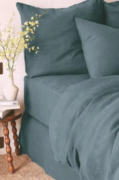 Drap Housse En Lin Lave - Bleu De Nuit