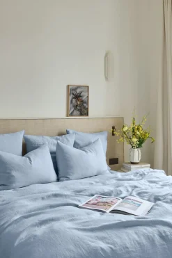 Drap Housse En Lin Lave - Bleu Du Ciel