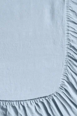 Drap Housse En Lin Lave - Bleu Du Ciel