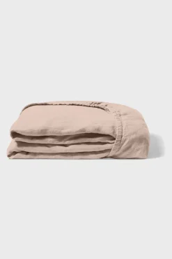 Drap Housse En Lin Lave - Rose Ancien