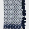 Foulard En Soie A Pompons Indigo - Pauline