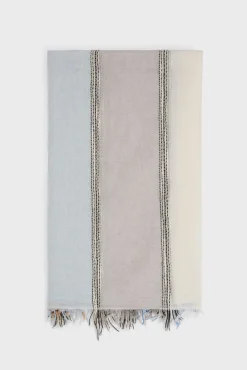 Foulard Fines Rayures Bleu Grise - Phylisse