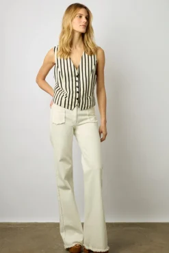 Gilet De Tailleur Raye Naturel - Basma