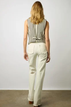 Gilet De Tailleur Raye Naturel - Basma