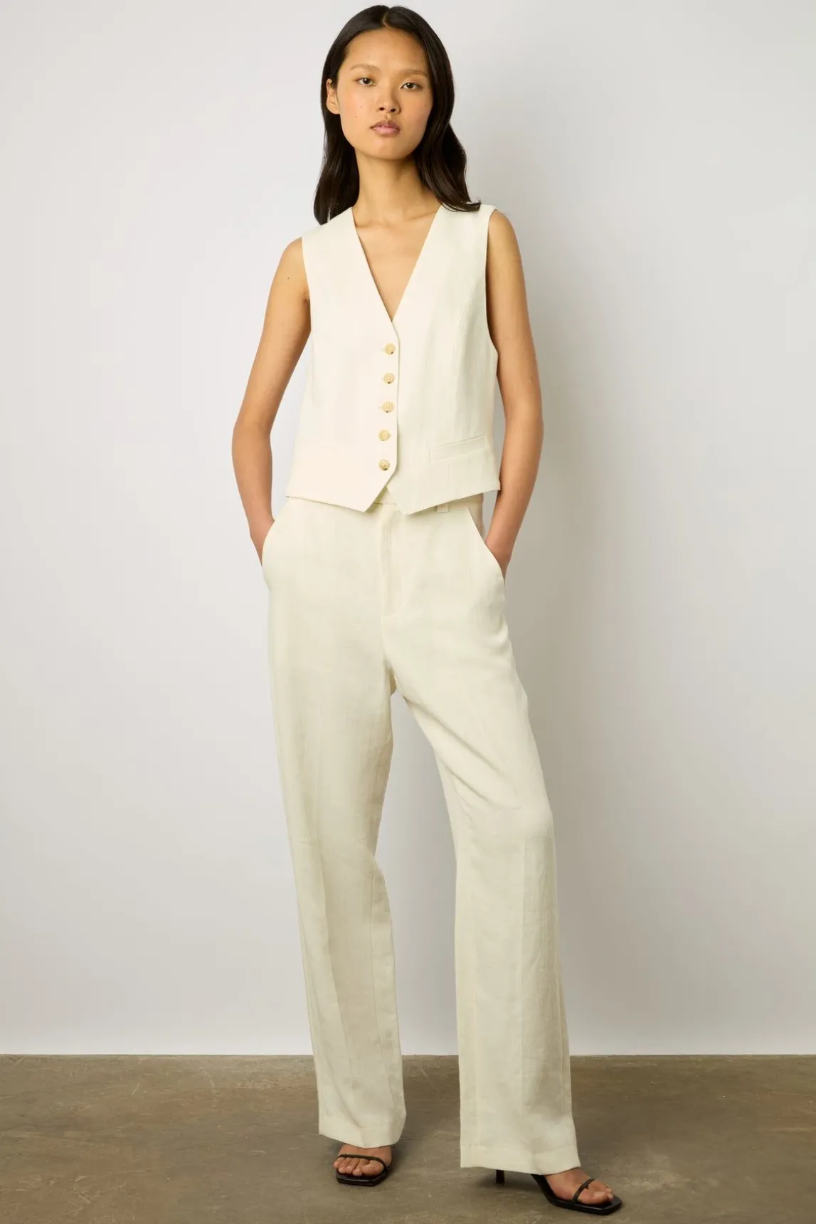 Gilet De Tailleur Uni Ecru - Brasia