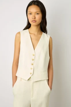 Gilet De Tailleur Uni Ecru - Brasia