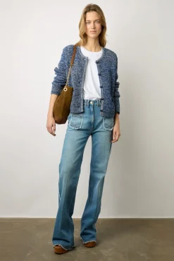 Gilet En Coton Tweed Marine - Liliana