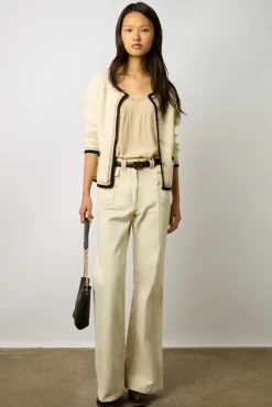Gilet En Crochet Effet Tweed Ecru - Loeve