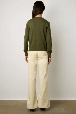 Gilet En Laine Merinos Kaki - Lyane