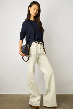 Gilet En Laine Merinos Marine - Lyane