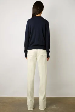 Gilet En Laine Merinos Marine - Lyane