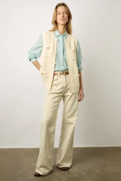 Gilet Long Sans Manche Ecru - Lizzie