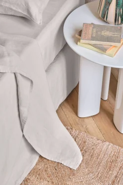 Grand Drap Plat En Lin Lave - Gris Perle