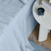 Grand Drap Plat En Lin Lave - Bleu Du Ciel