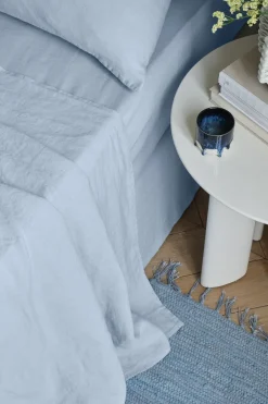 Grand Drap Plat En Lin Lave - Bleu Du Ciel