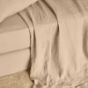Grand Drap Plat En Lin Lave - Brun Clair