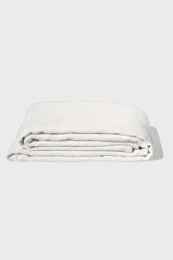 Grand Drap Plat En Lin Lave - Blanc