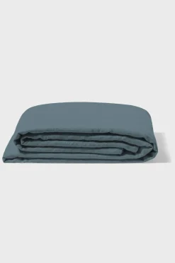 Grand Drap Plat En Lin Lave - Bleu De Nuit