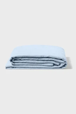 Grand Drap Plat En Lin Lave - Bleu Du Ciel