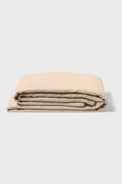 Grand Drap Plat En Lin Lave - Brun Clair