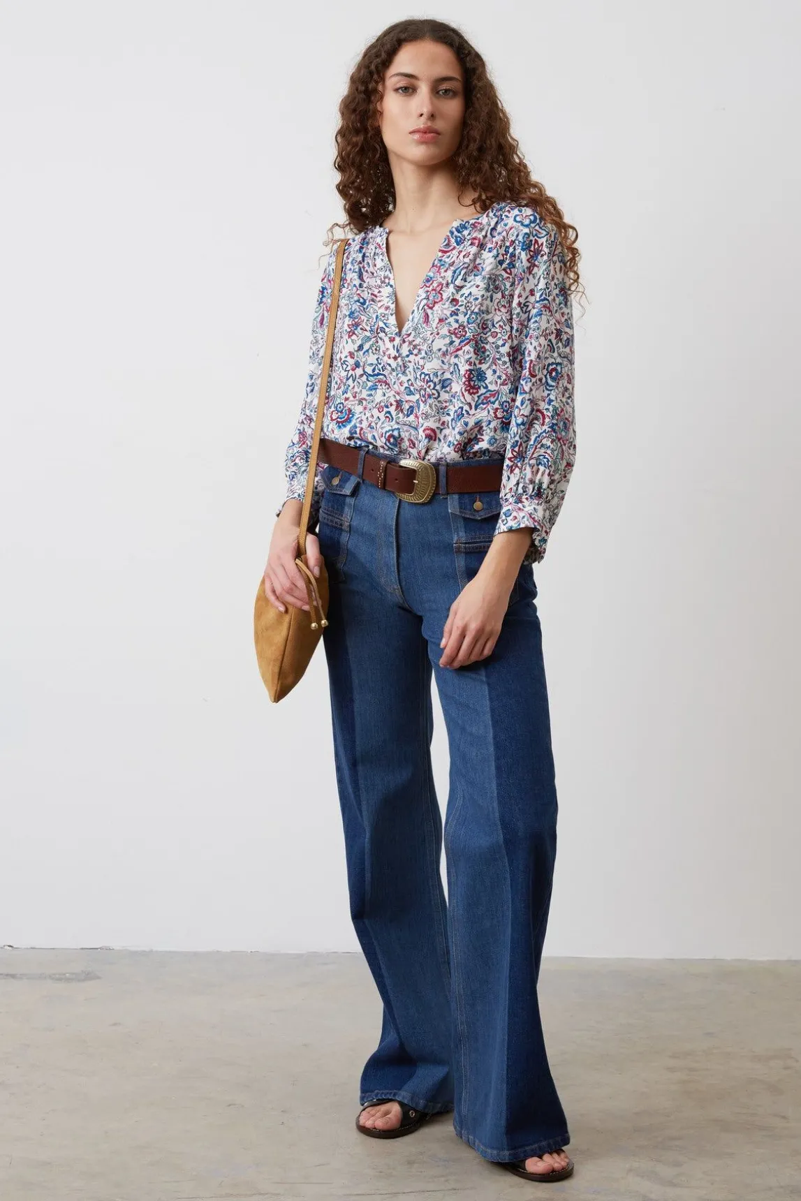 Jean Flare Bicolore Bleu - Anna