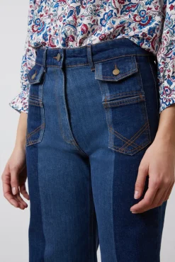 Jean Flare Bicolore Bleu - Anna