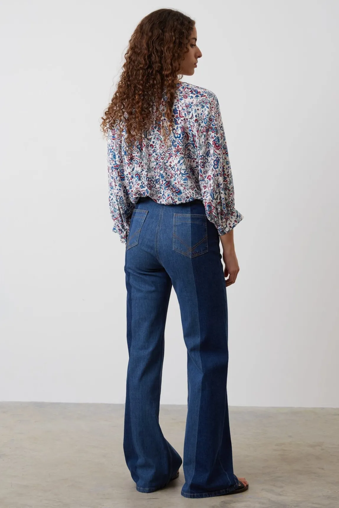 Jean Flare Bicolore Bleu - Anna