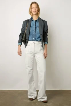 Jean Flare Ecru A Franges Ecru - Anna