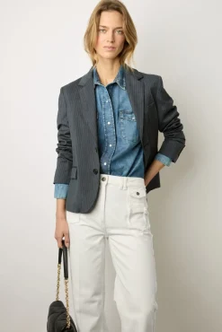 Jean Flare Ecru A Franges Ecru - Anna